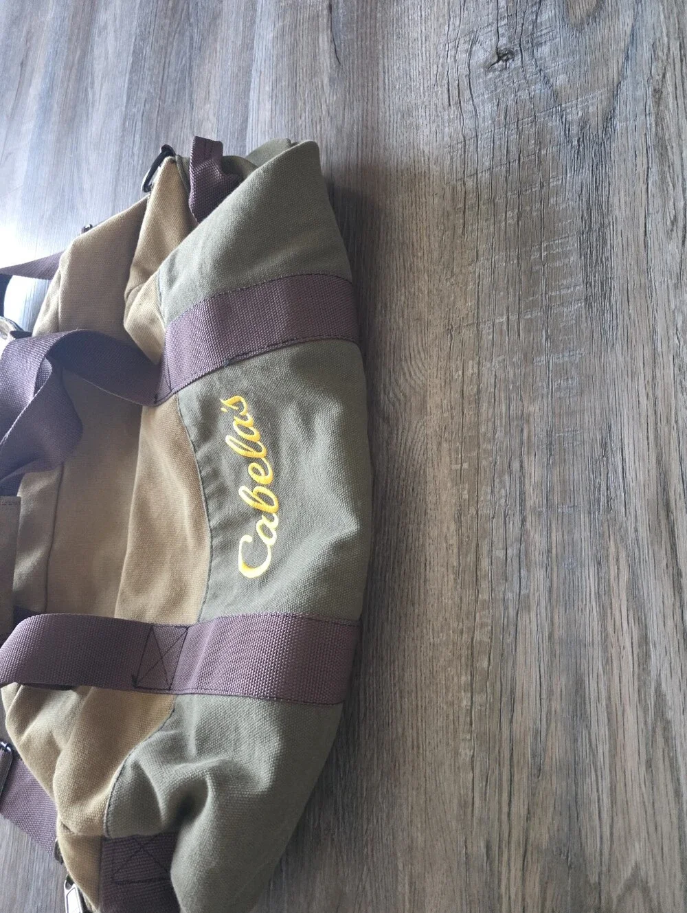 Cabela's Men's Two-Tone Canvas Duffel Bag in Tan/Olive